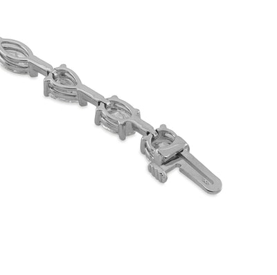 14K White Gold Oval/Marquise/Tera drop/Round Solitaire Diamond Bracelet 7" Men Women - Elite Jewelers - Bracelets