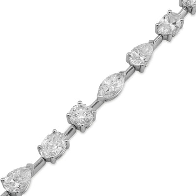 14K White Gold Oval/Marquise/Tera drop/Round Solitaire Diamond Bracelet 7" Men Women - Elite Jewelers - Bracelets