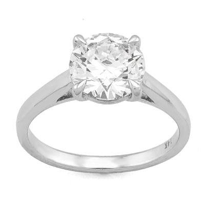 14K White Gold Round 2.01CT Centre Solitaire Lab Diamond Women Ring - Elite Jewelers - Rings