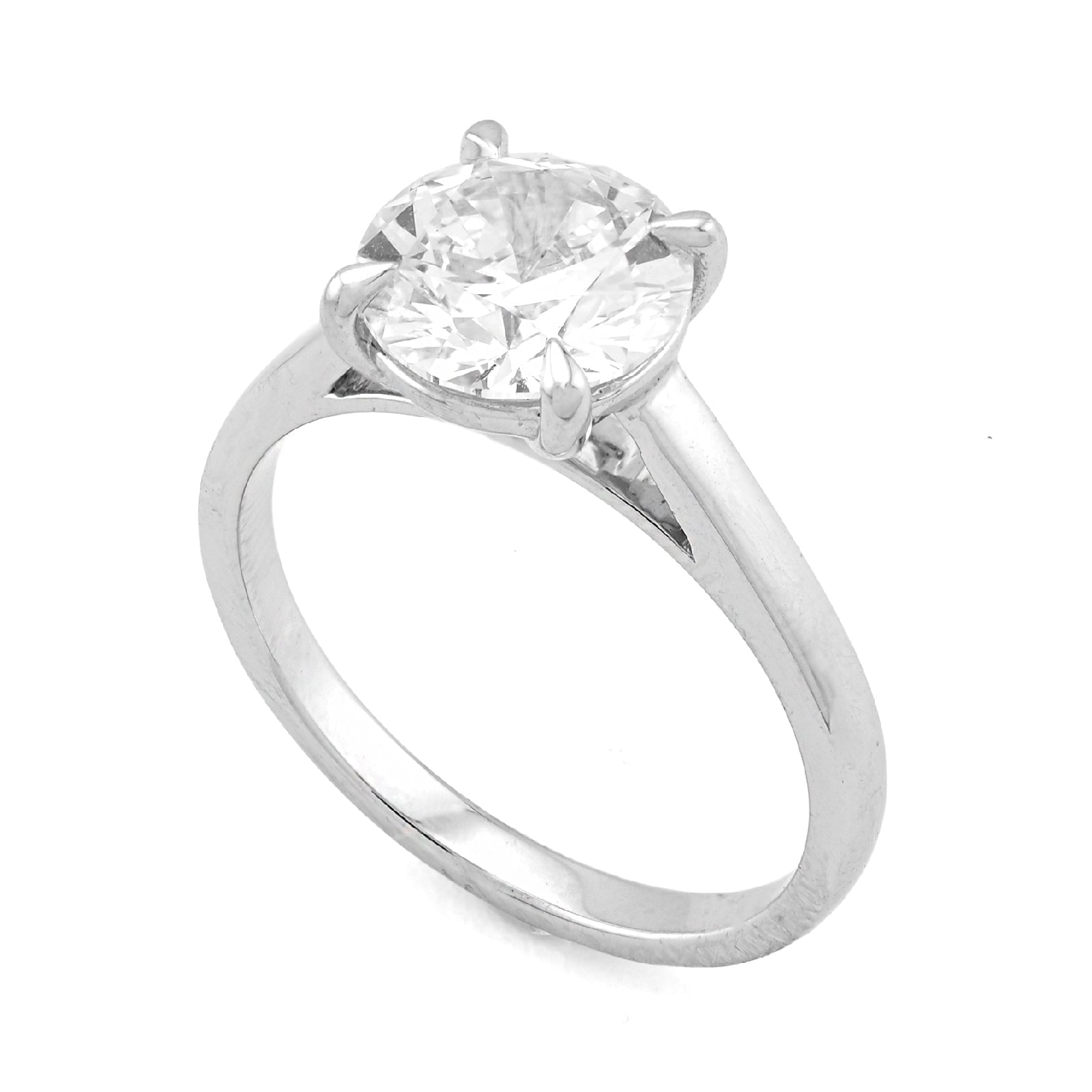 14K White Gold Round 2.01CT Centre Solitaire Lab Diamond Women Ring - Elite Jewelers - Rings
