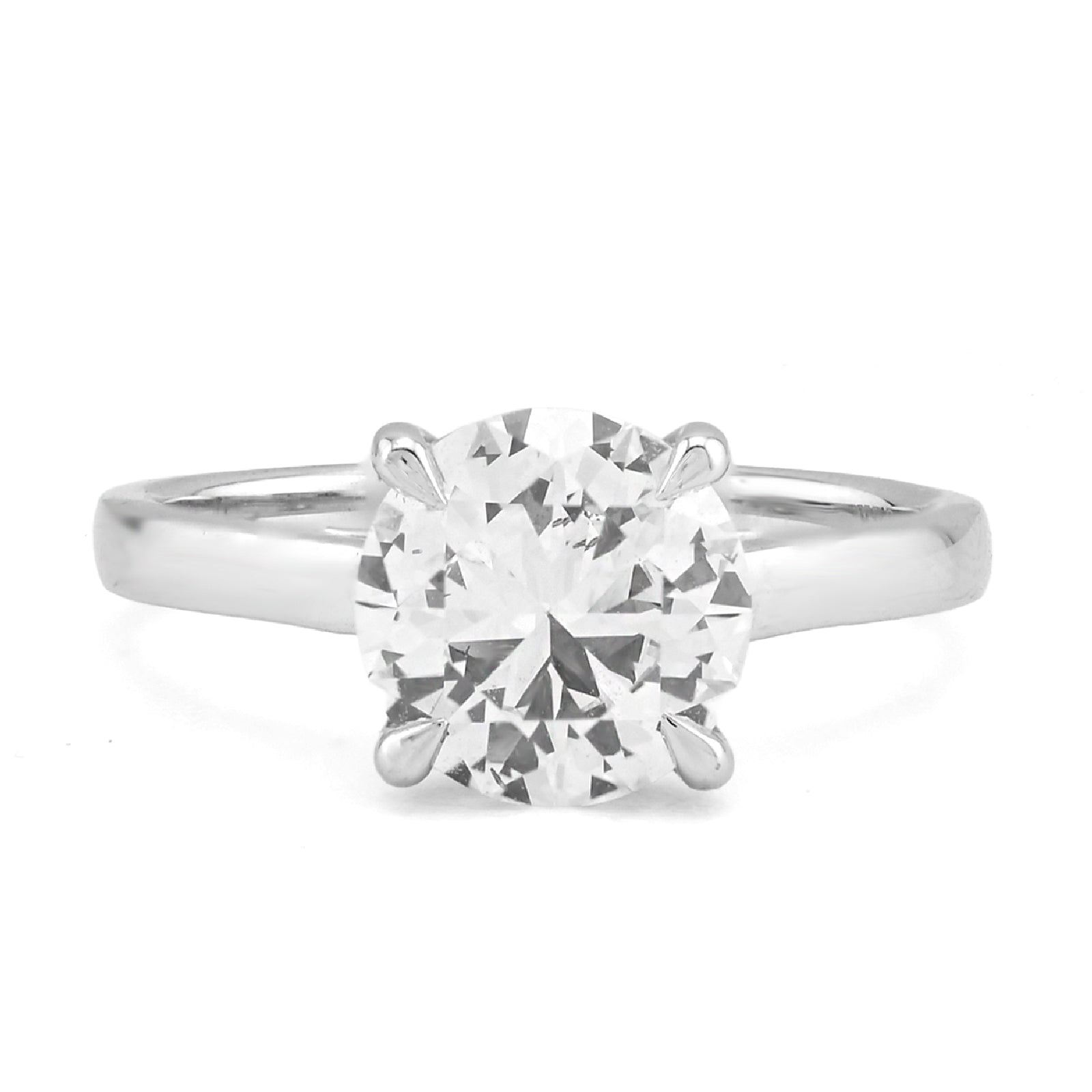 14K White Gold Round 2.01CT Centre Solitaire Lab Diamond Women Ring - Elite Jewelers - Rings
