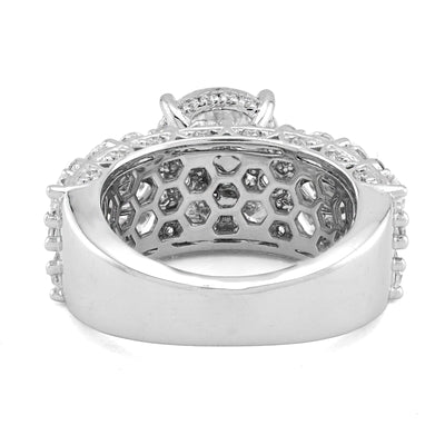 14K White Gold Round Solitaire Tear Drop/Marquise 7.7CT Lab Diamond Side Iced Women Ring - Elite Jewelers - Rings