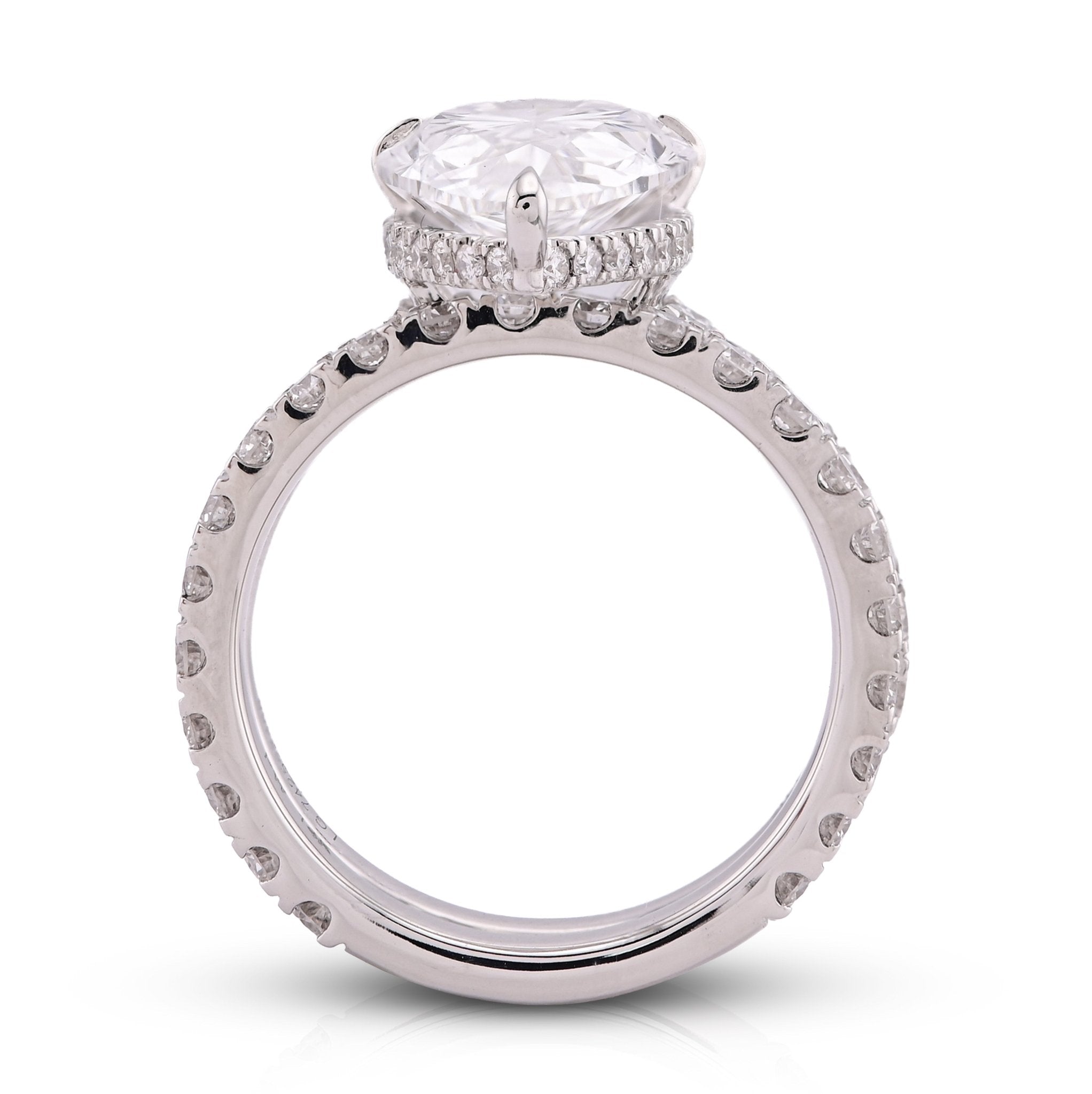 14K White Gold Tear Drop/Pear Shape 5.03CT Solitaire with Band 7.01TC with Band Lab Diamond Women Ring - Elite Jewelers - Rings