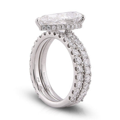 14K White Gold Tear Drop/Pear Shape 5.03CT Solitaire with Band 7.01TC with Band Lab Diamond Women Ring - Elite Jewelers - Rings
