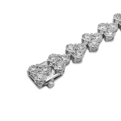 14K White Gold Three Leaf Clover 13CT Solitaire Diamond 13CT Bracelet 7" Men Women - Elite Jewelers - Bracelets