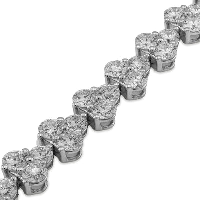 14K White Gold Three Leaf Clover 13CT Solitaire Diamond 13CT Bracelet 7" Men Women - Elite Jewelers - Bracelets