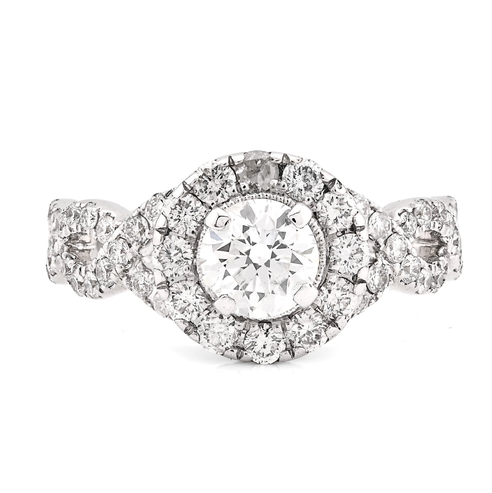14K White Gold Women 2CT Round Solitare Natural Diamond Infinity link Wedding Ring - Elite Jewelers - Rings