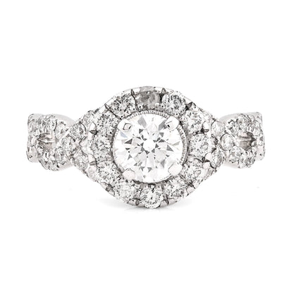 14K White Gold Women 2CT Round Solitare Natural Diamond Infinity link Wedding Ring - Elite Jewelers - Rings