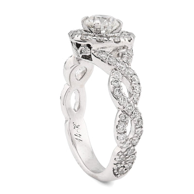 14K White Gold Women 2CT Round Solitare Natural Diamond Infinity link Wedding Ring - Elite Jewelers - Rings