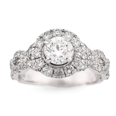 14K White Gold Women 2CT Round Solitare Natural Diamond Infinity link Wedding Ring - Elite Jewelers - Rings