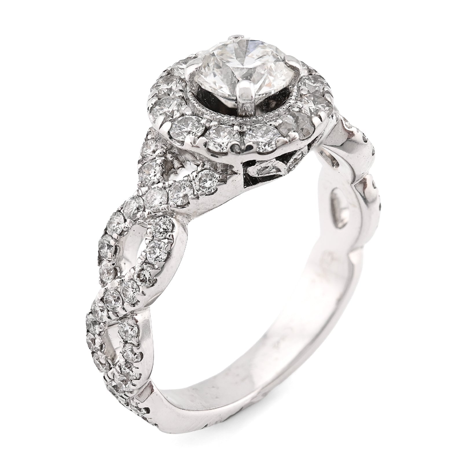 14K White Gold Women 2CT Round Solitare Natural Diamond Infinity link Wedding Ring - Elite Jewelers - Rings