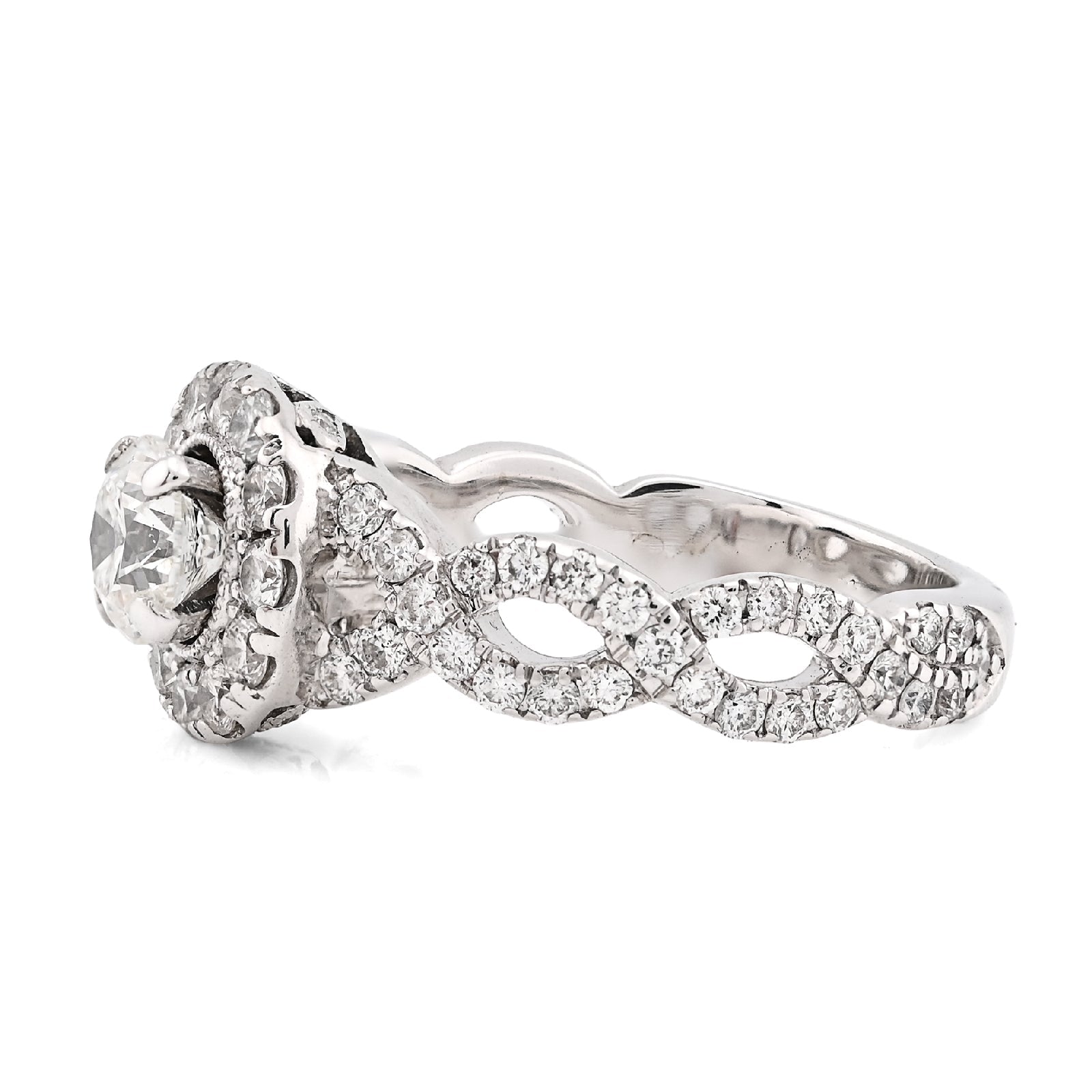 14K White Gold Women 2CT Round Solitare Natural Diamond Infinity link Wedding Ring - Elite Jewelers - Rings