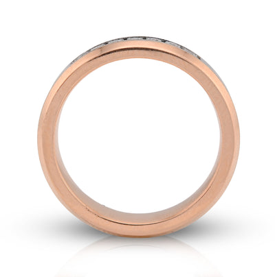 14K White/Rose Gold 0.25CT Natural Diamond Prong Set Centre Men band - Elite Jewelers - Rings