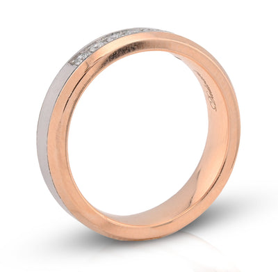 14K White/Rose Gold 0.25CT Natural Diamond Prong Set Centre Men band - Elite Jewelers - Rings