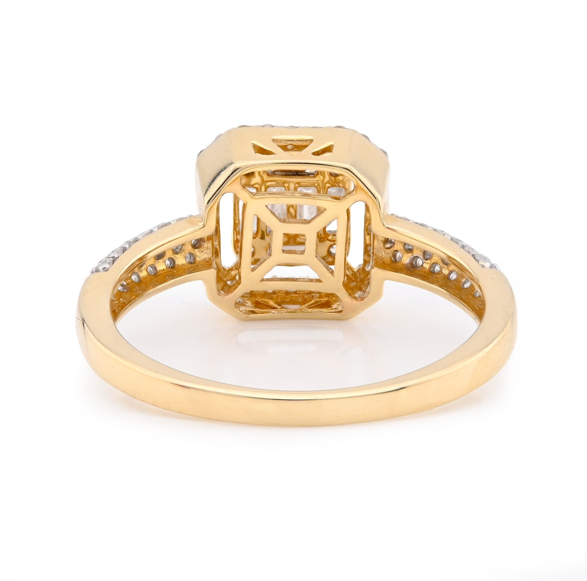 14K Yellow Gold 0.56CT Natural Diamond Round/Baguette Square shape Women Ring - Elite Jewelers - Rings
