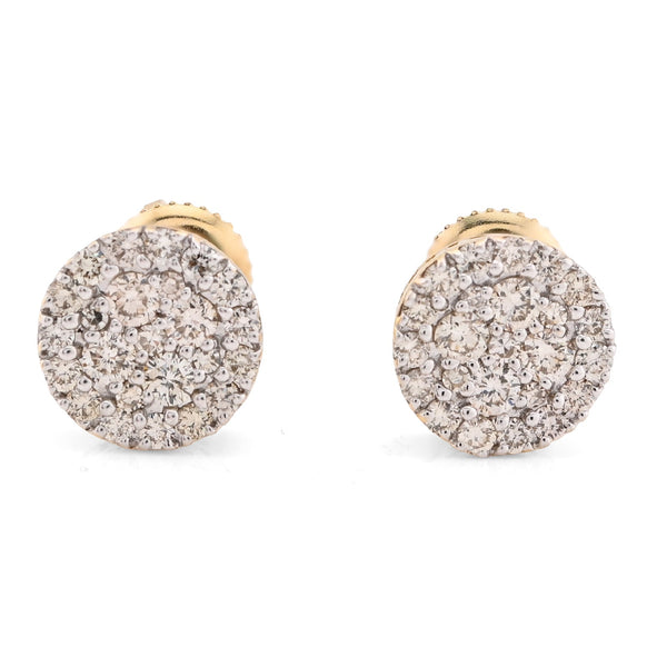 14K Yellow Gold 0.62CT Natural Diamond Round shape Halo Cluster Earrings Men Women Studs - Elite Jewelers - Earrings