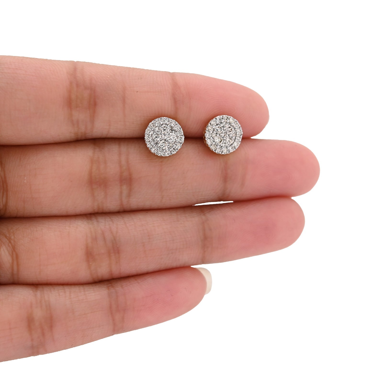 14K Yellow Gold 0.62CT Natural Diamond Round shape Halo Cluster Earrings Men Women Studs - Elite Jewelers - Earrings