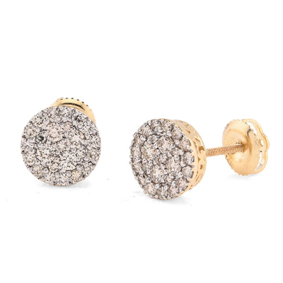14K Yellow Gold 0.62CT Natural Diamond Round shape Halo Cluster Earrings Men Women Studs - Elite Jewelers - Earrings