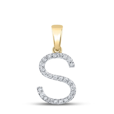 14k Yellow Gold 1.03gms 0.22CTW Natural Diamond Initial "S" Letter Pendant Charm - Elite Jewelers - Charms & Pendants
