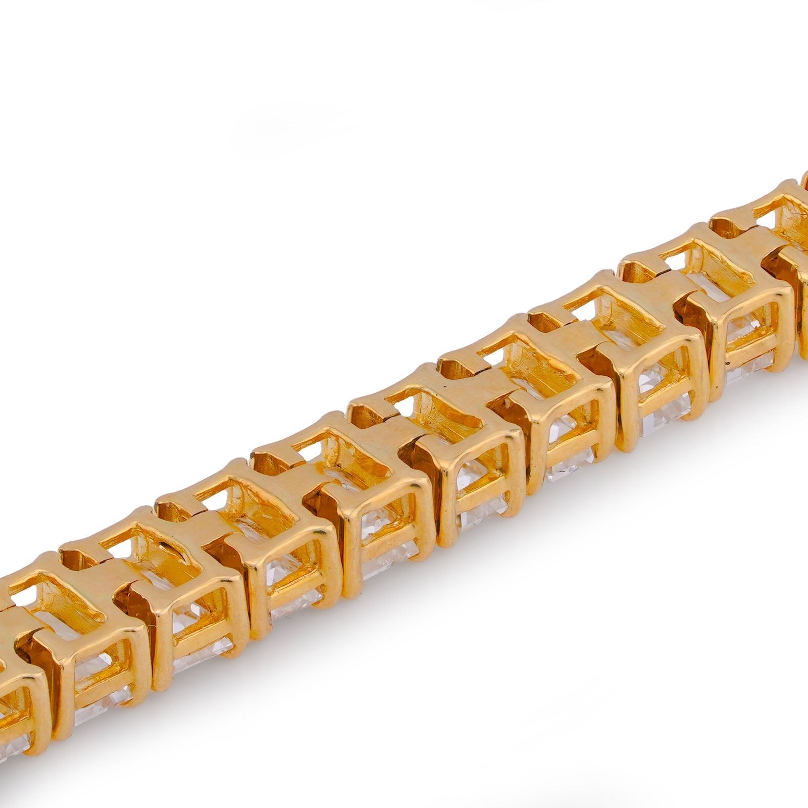 14K Yellow Gold 10CT Emerald Link Tennis Lab Diamond Men Women Bracelet 7" - Elite Jewelers-Bracelets