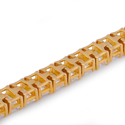 14K Yellow Gold 10CT Emerald Link Tennis Lab Diamond Men Women Bracelet 7" - Elite Jewelers-Bracelets