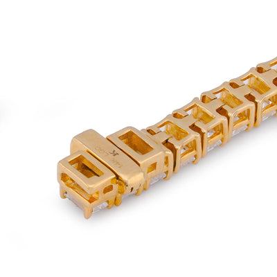 14K Yellow Gold 10CT Emerald Link Tennis Lab Diamond Men Women Bracelet 7" - Elite Jewelers-Bracelets