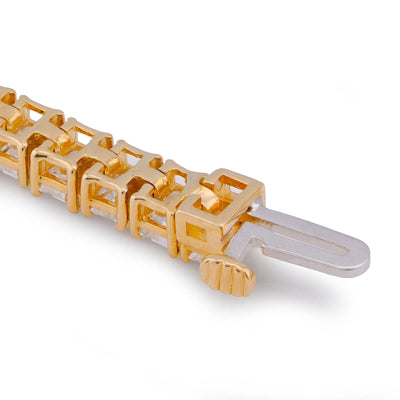 14K Yellow Gold 10CT Emerald Link Tennis Lab Diamond Men Women Bracelet 7" - Elite Jewelers-Bracelets
