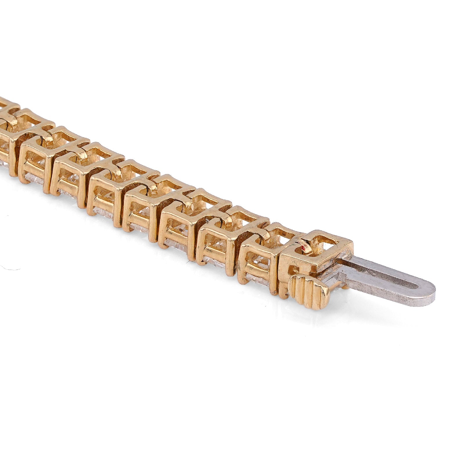 14K Yellow Gold 12.5CT Emerald Solitaire 7" Lab Diamond Tennis Bracelet - Elite Jewelers-Bracelets