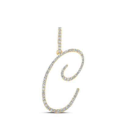 14k Yellow Gold 1.41g 0.38CTW Natural Diamond Initial "C" Pendant Alphabet Charm - Elite Jewelers - Charms & Pendants