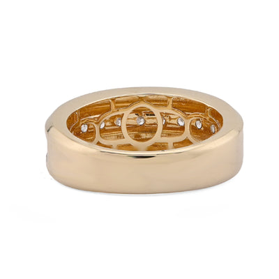 14K Yellow Gold 1.49CT Single Row Lab Diamond Men band - Elite Jewelers-Rings