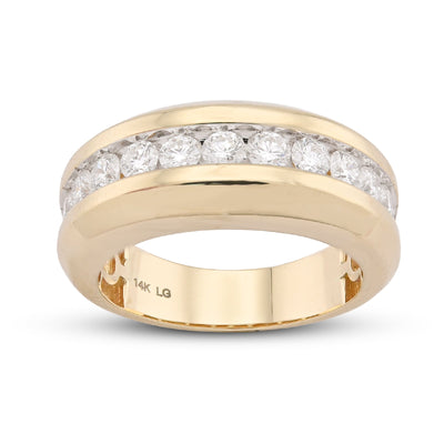 14K Yellow Gold 1.49CT Single Row Lab Diamond Men band - Elite Jewelers-Rings