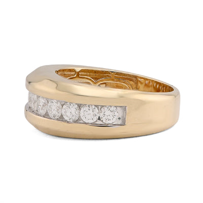 14K Yellow Gold 1.49CT Single Row Lab Diamond Men band - Elite Jewelers-Rings