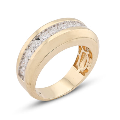 14K Yellow Gold 1.49CT Single Row Lab Diamond Men band - Elite Jewelers-Rings
