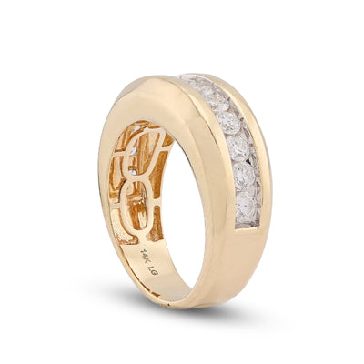 14K Yellow Gold 1.49CT Single Row Lab Diamond Men band - Elite Jewelers-Rings