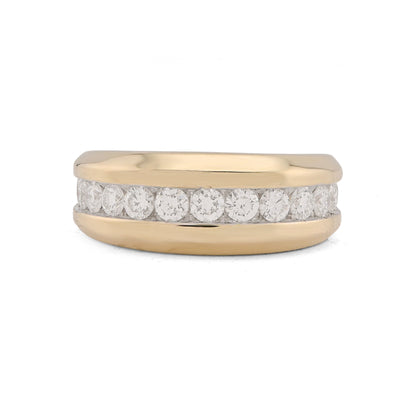 14K Yellow Gold 1.49CT Single Row Lab Diamond Men band - Elite Jewelers-Rings
