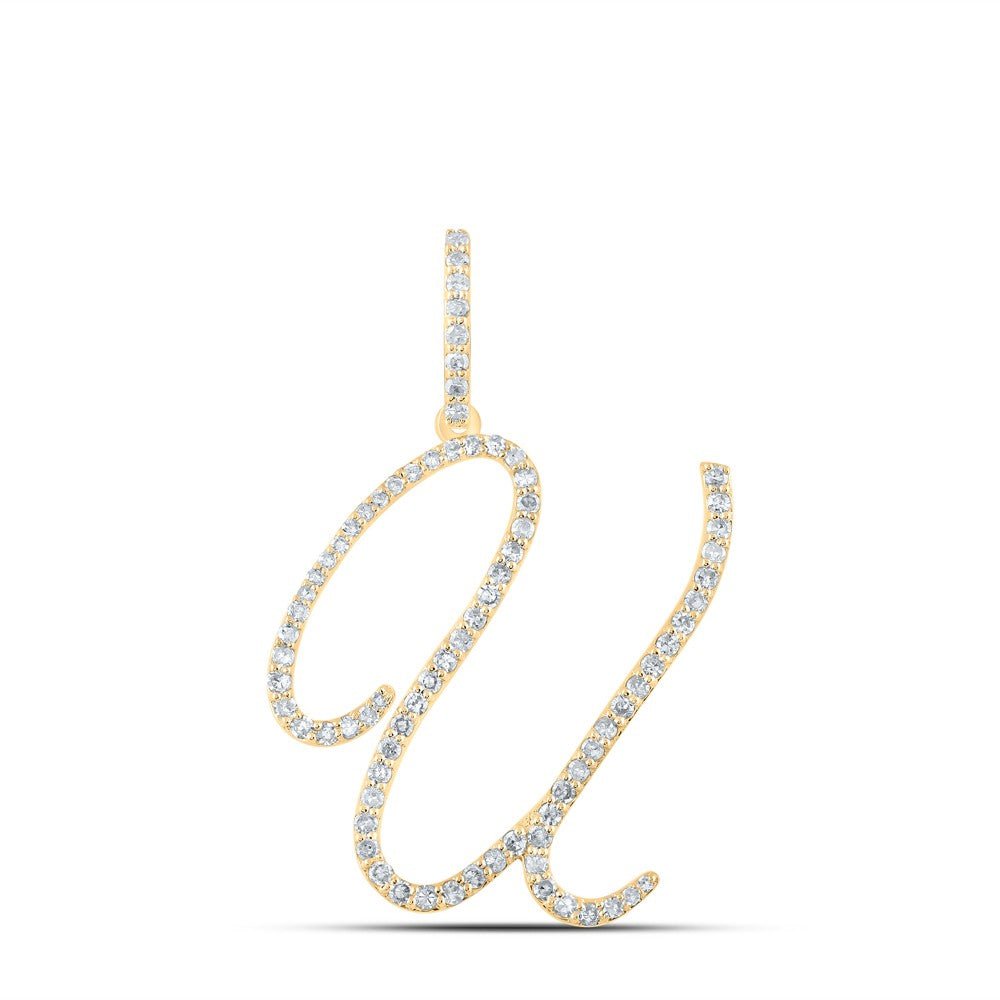 14k Yellow Gold 1.93gms 0.53CTW Natural Diamond Initial "U" Letter Pendant Charm - Elite Jewelers - Charms & Pendants