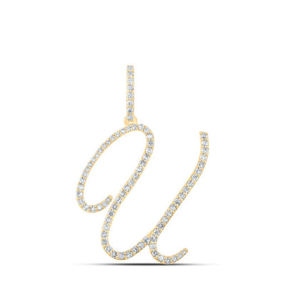 14k Yellow Gold 1.93gms 0.53CTW Natural Diamond Initial "U" Letter Pendant Charm - Elite Jewelers - Charms & Pendants
