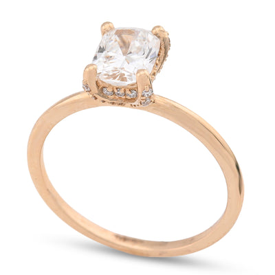14K Yellow Gold 1CT Cushion Cut Solitaire Lab Diamond Women Wedding Ring - Elite Jewelers - Rings