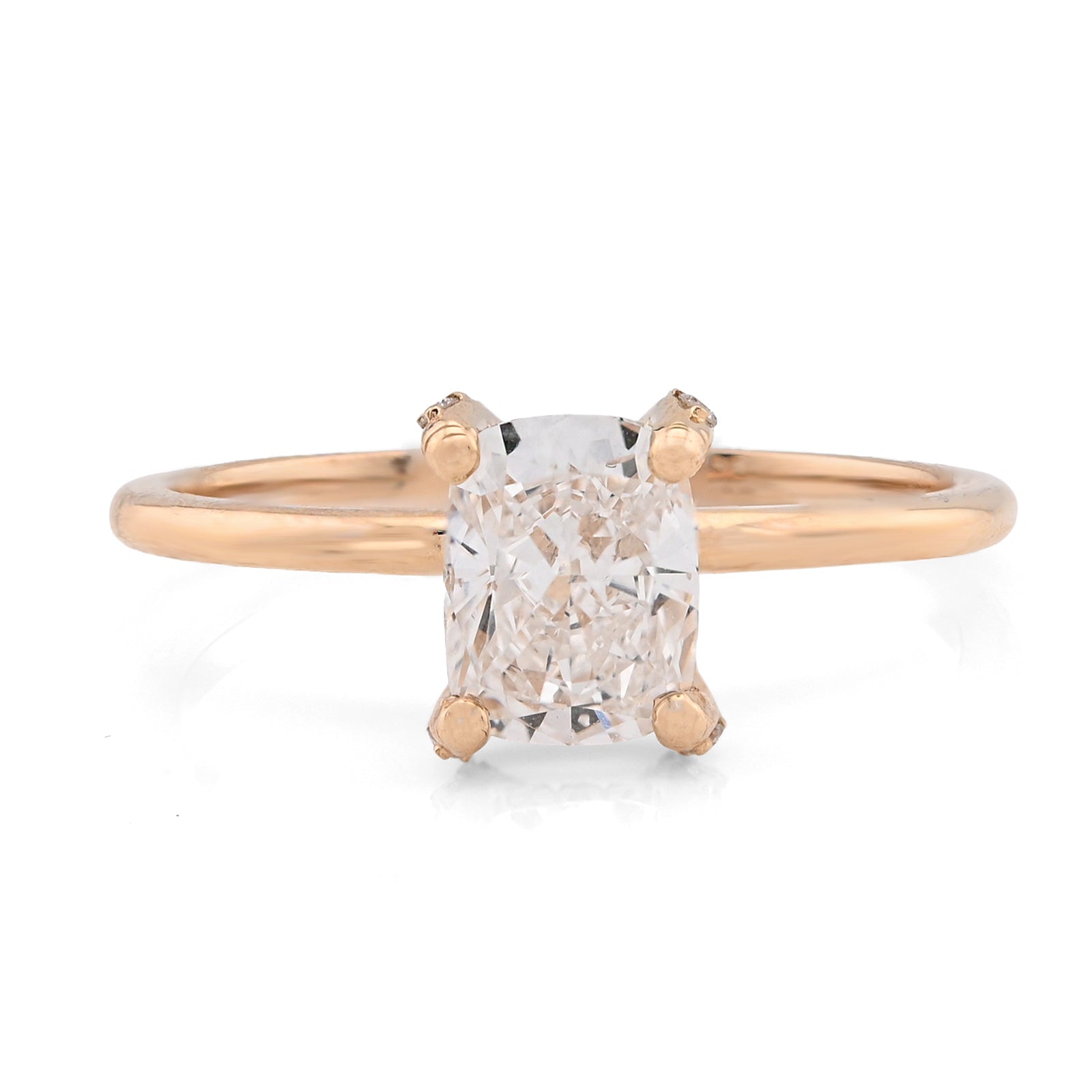 14K Yellow Gold 1CT Cushion Cut Solitaire Lab Diamond Women Wedding Ring - Elite Jewelers - Rings