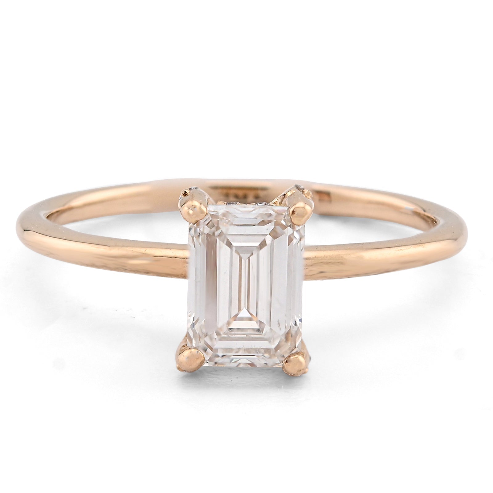 14K Yellow Gold 1CT Emerald Cut Solitaire Lab Diamond Women Wedding Ring - Elite Jewelers - Rings
