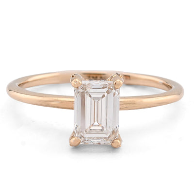 14K Yellow Gold 1CT Emerald Cut Solitaire Lab Diamond Women Wedding Ring - Elite Jewelers - Rings