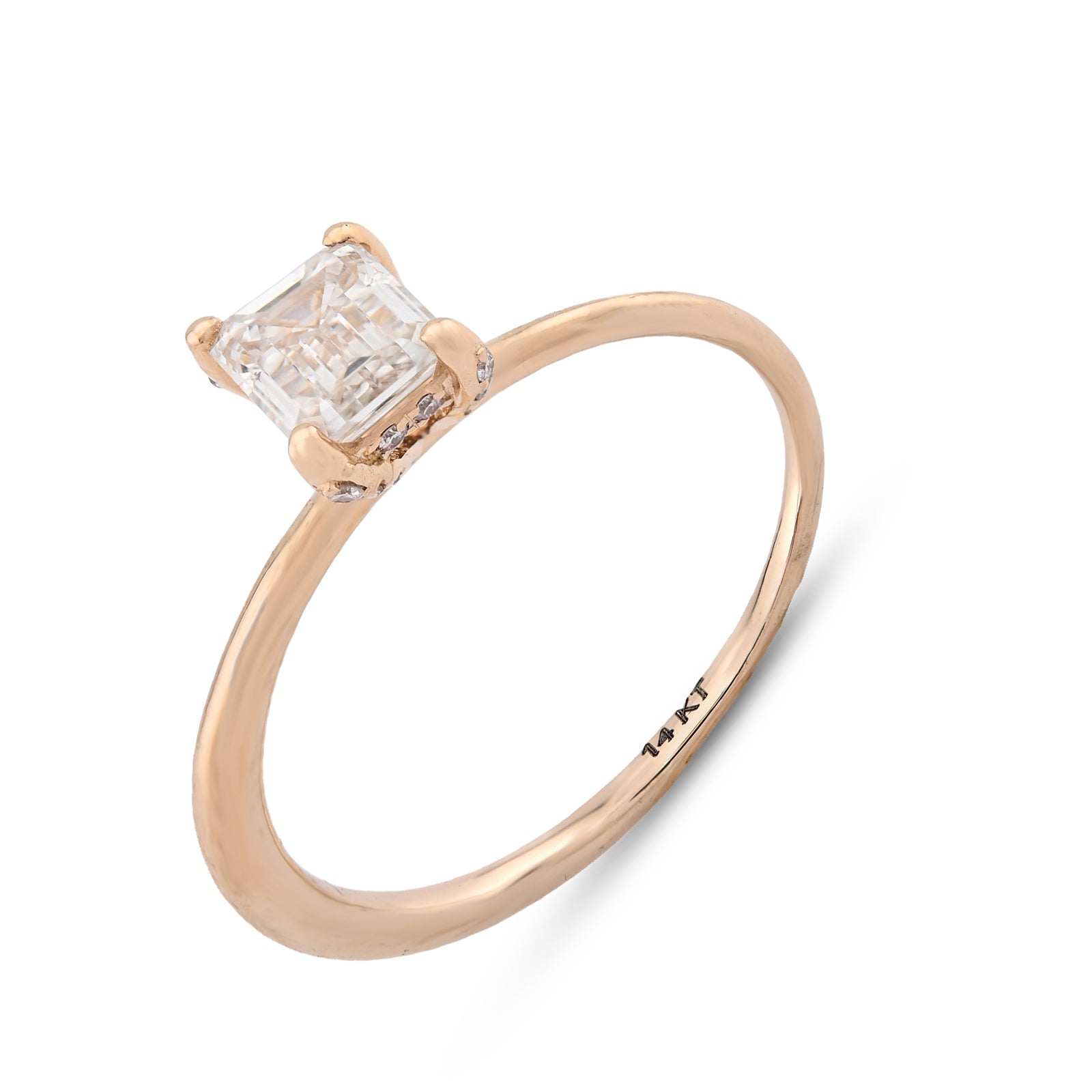 14K Yellow Gold 1CT Emerald Cut Solitaire Lab Diamond Women Wedding Ring - Elite Jewelers - Rings