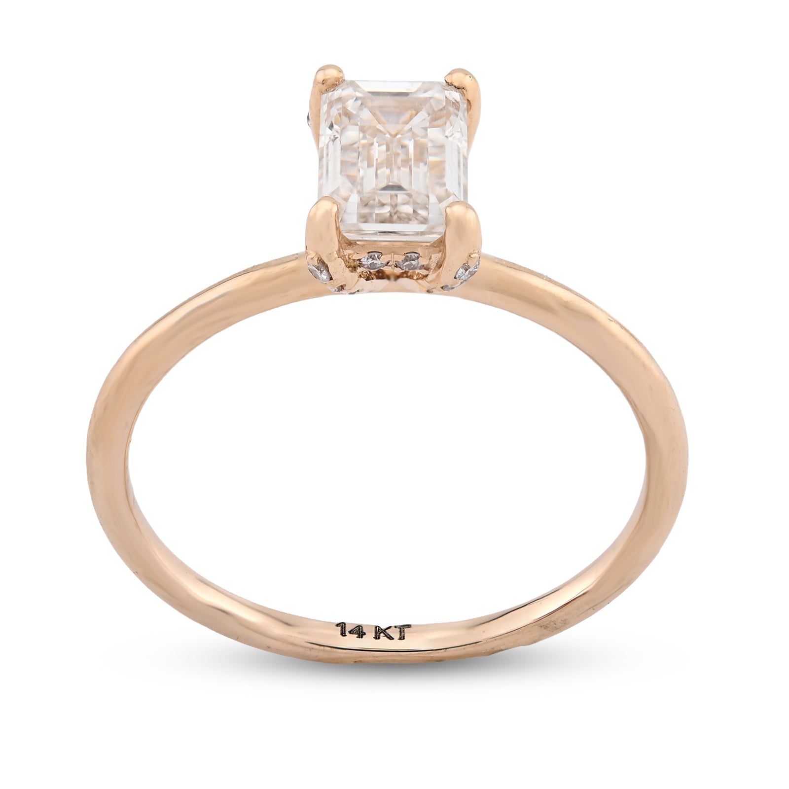 14K Yellow Gold 1CT Emerald Cut Solitaire Lab Diamond Women Wedding Ring - Elite Jewelers - Rings