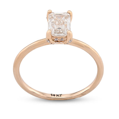 14K Yellow Gold 1CT Emerald Cut Solitaire Lab Diamond Women Wedding Ring - Elite Jewelers - Rings