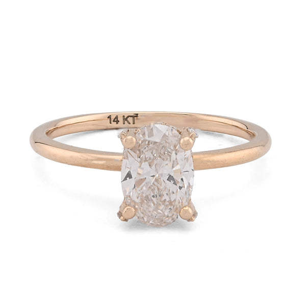 14K Yellow Gold 1CT Oval Solitaire Lab Diamond Women Wedding Ring - Elite Jewelers - Rings