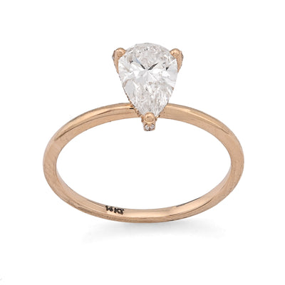 14K Yellow Gold 1CT Tear Drop Solitaire Lab Diamond Women Wedding Ring - Elite Jewelers - Rings