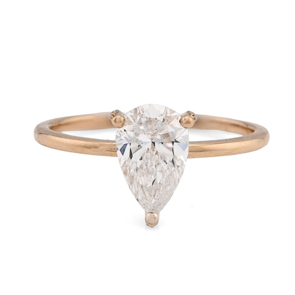 14K Yellow Gold 1CT Tear Drop Solitaire Lab Diamond Women Wedding Ring - Elite Jewelers - Rings