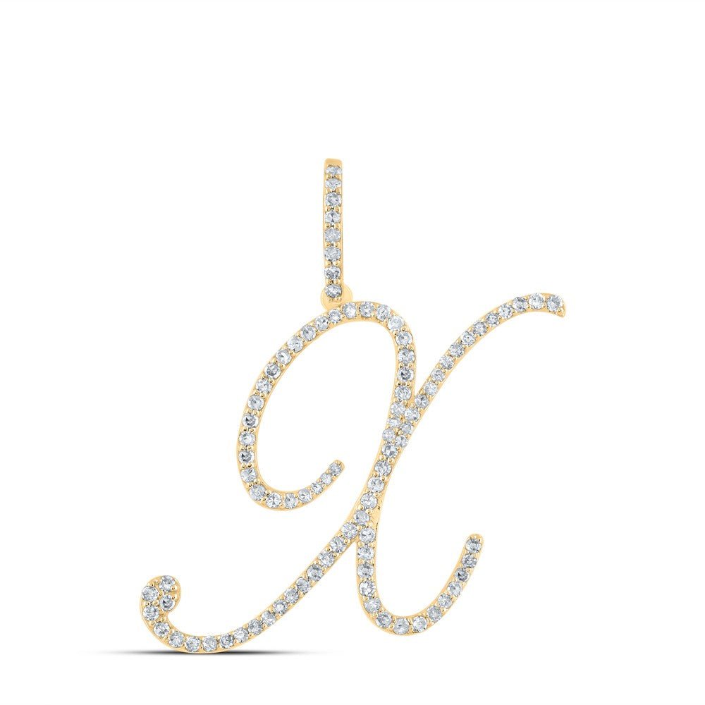 14k Yellow Gold 2.02gms 0.59CTW Natural Diamond Initial "X" Letter Pendant Charm - Elite Jewelers - Charms & Pendants