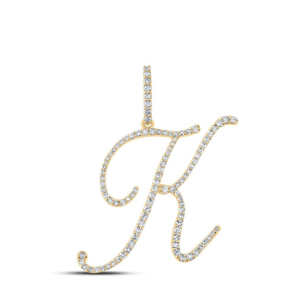 14k Yellow Gold 2.03g 0.55CTW Natural Diamond Initial "K" Pendant Alphabet Charm - Elite Jewelers - Charms & Pendants