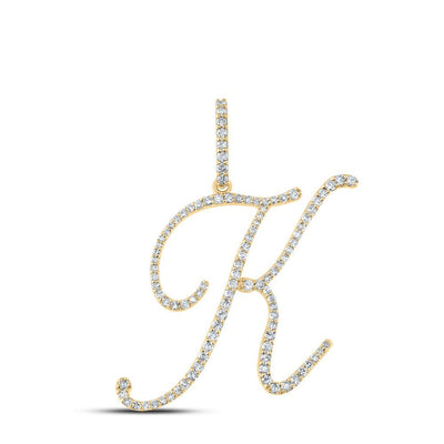 14k Yellow Gold 2.03g 0.55CTW Natural Diamond Initial "K" Pendant Alphabet Charm - Elite Jewelers - Charms & Pendants